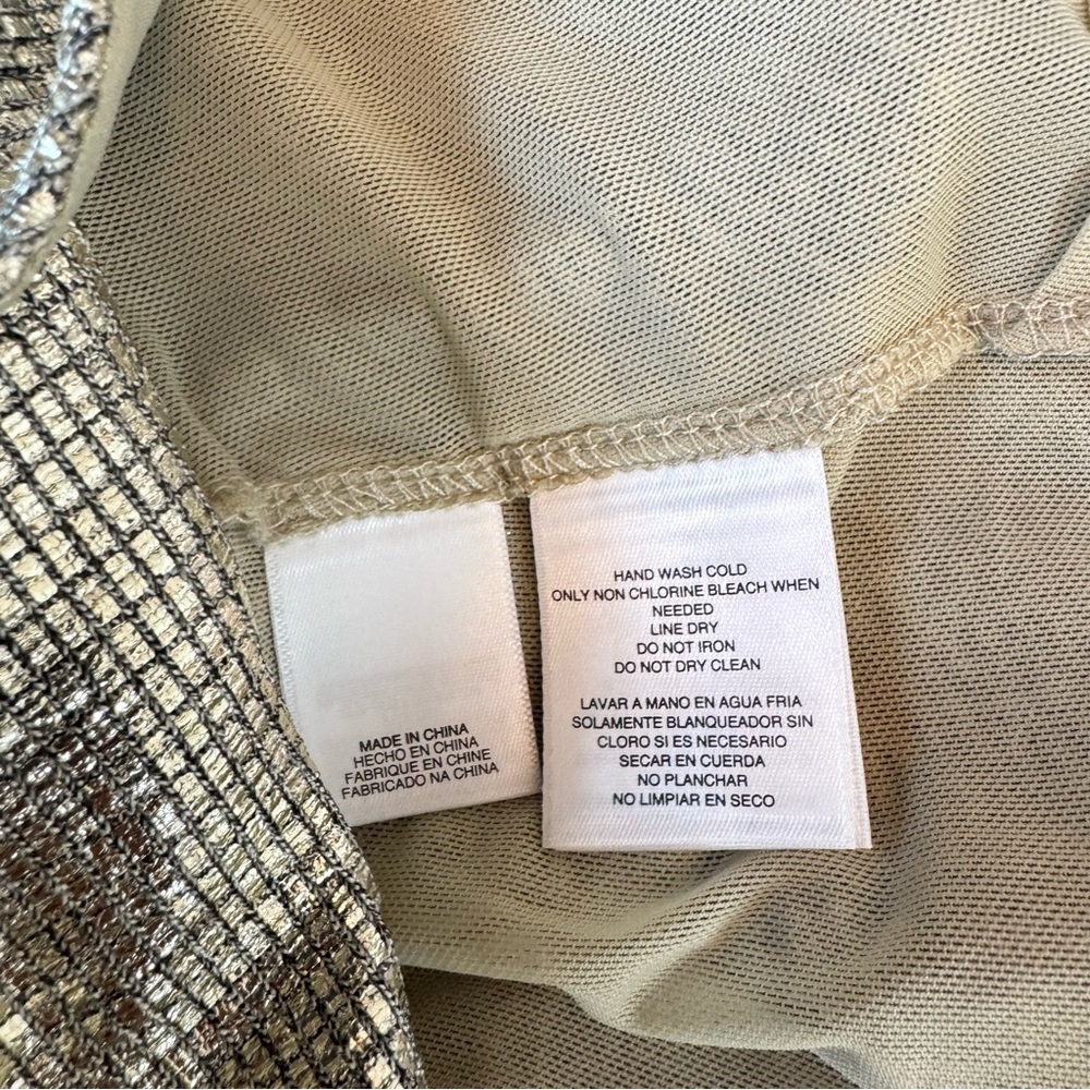 NWT RACHEL Rachel Roy Gold Metallic Off The Shoulder Draped Sleeve Midi Dress L - Picture 14 of 15